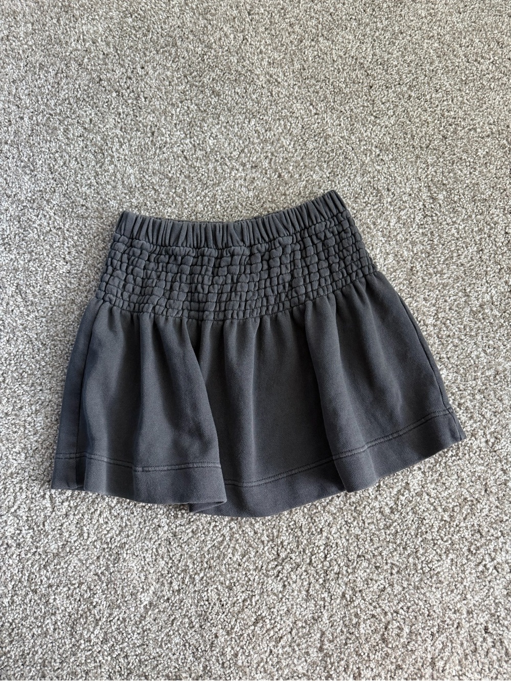 aerie Black Smocked-Waist Mini Skirt